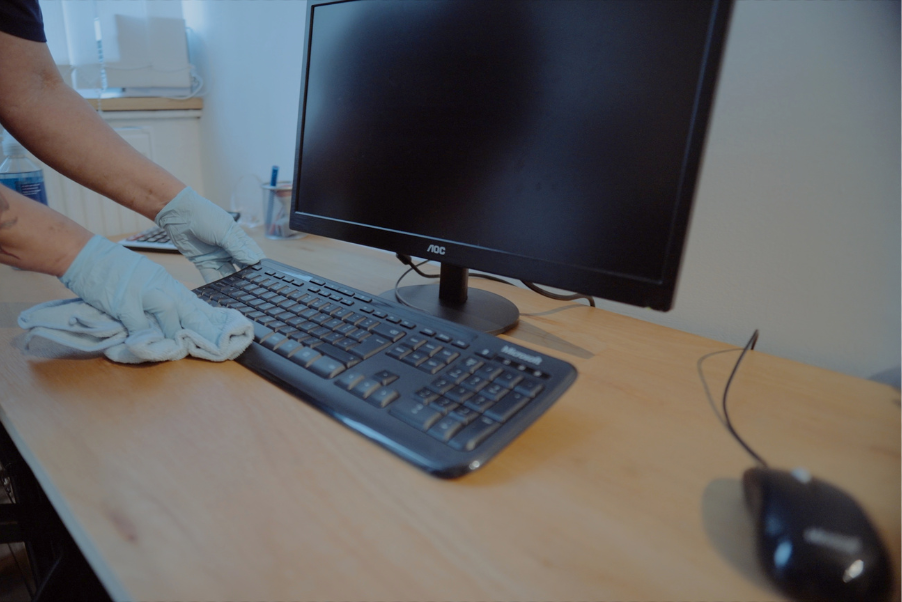 Professional London office cleaners performing routine office cleaning services